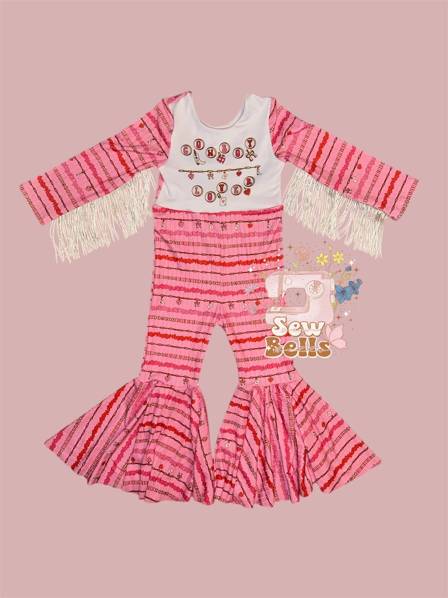 2t cowboy lover bell romper + fringe