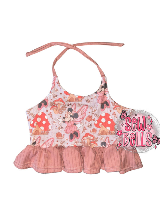 4t brielle halter crop + ruffle