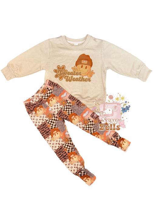 2t khaki sub crewneck & leggings
